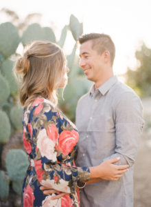 engagement shoot in cactus garden
