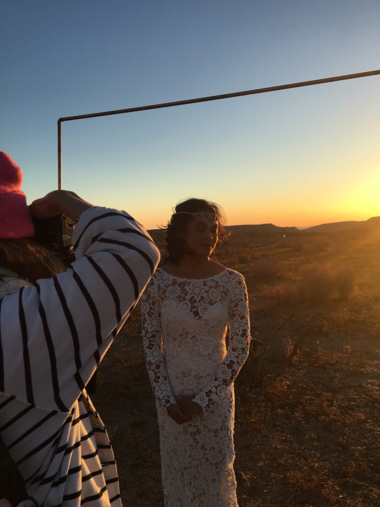 Bohemian bride at Rim Rock Ranch Joshua Tree