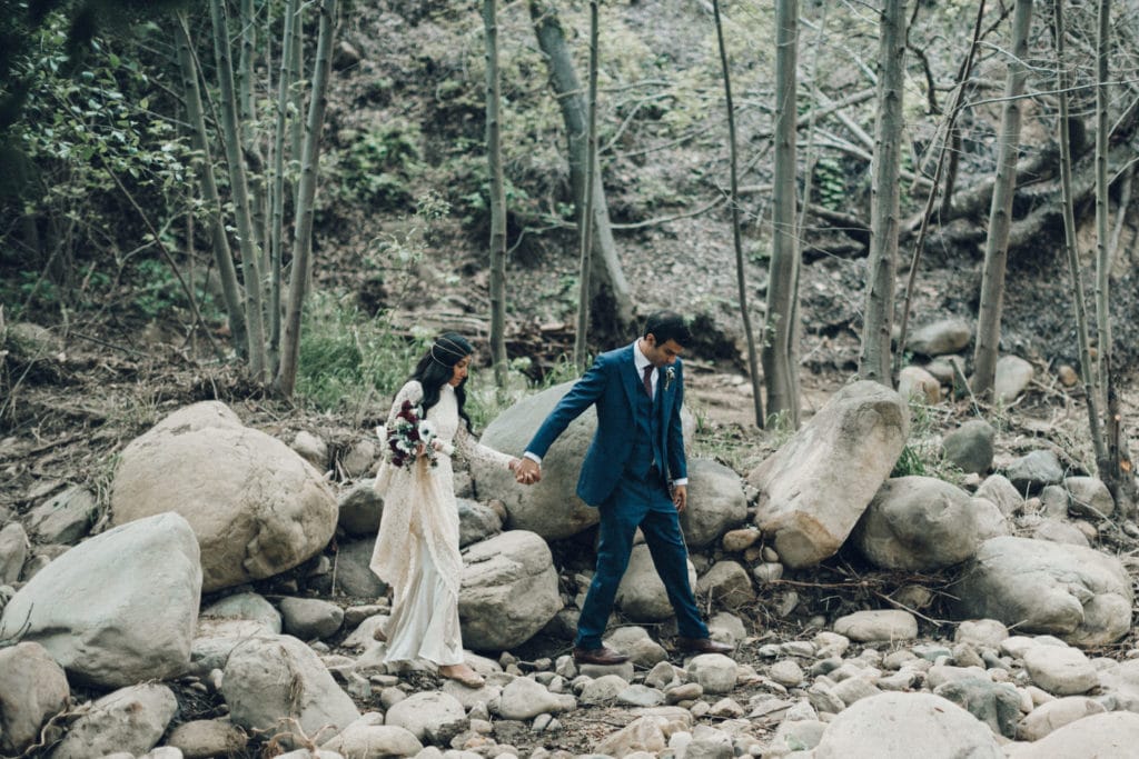 wedding in nature by creek