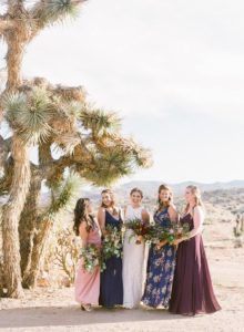 mismatched bridesmaids at rimrock ranch desert wedding