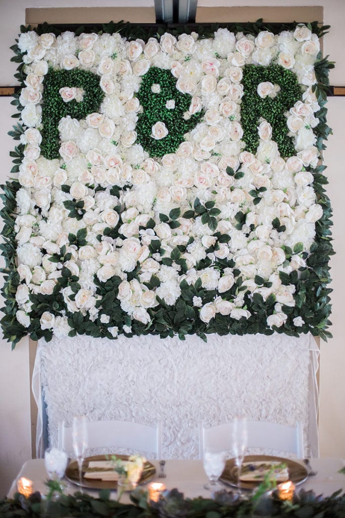 silk flower sweetheart table backdrop