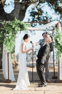 Bride and groom read their vows which were personal but also cute and funny