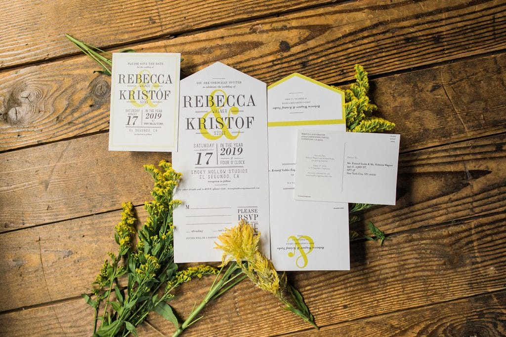 Yellow wedding invitation design